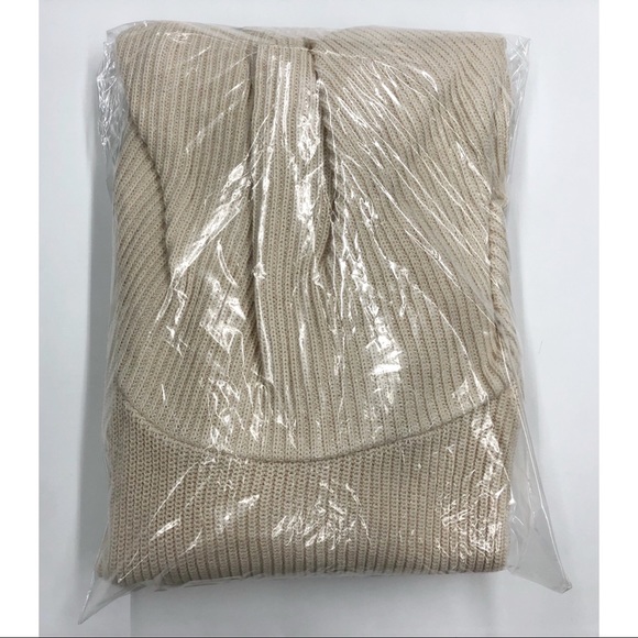 Beige/Cream Cowl Neck Long Sleeve Knit Sweater Dress - Picture 10 of 10